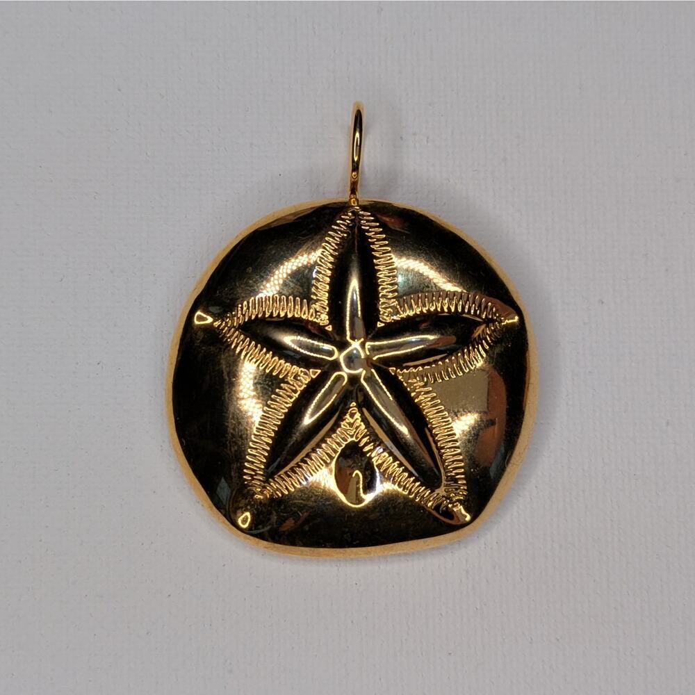 Vintage Sand Dollar Pendant / Brooch (converts!) signed by Best, Gold toned